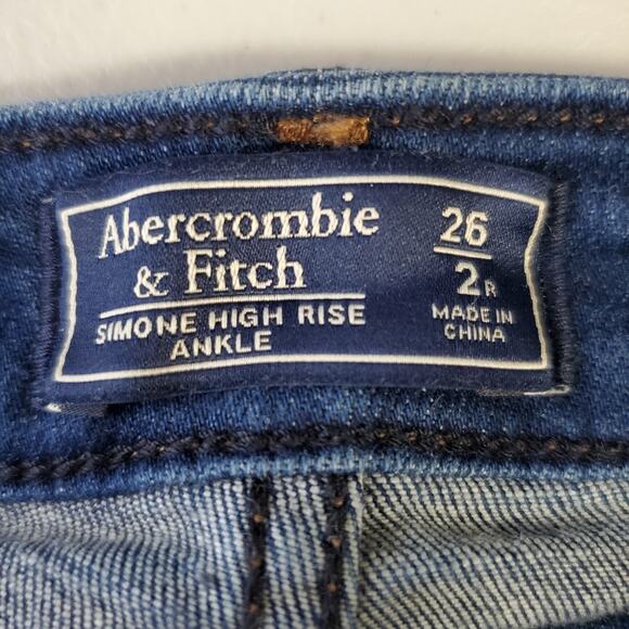 Abercrombie & Fitch Women's Simone High Rise Ankle Jeans Size 26 2 Tuxedo Stripe - Picture 6 of 9